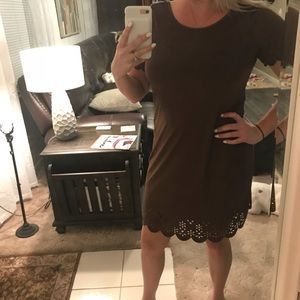 Brown suede dress